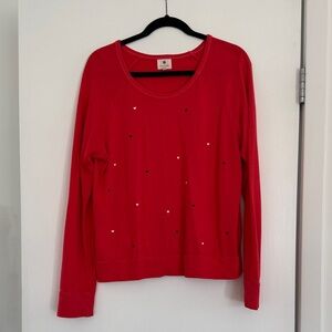 Sundry Red Sweater with Heart Accents